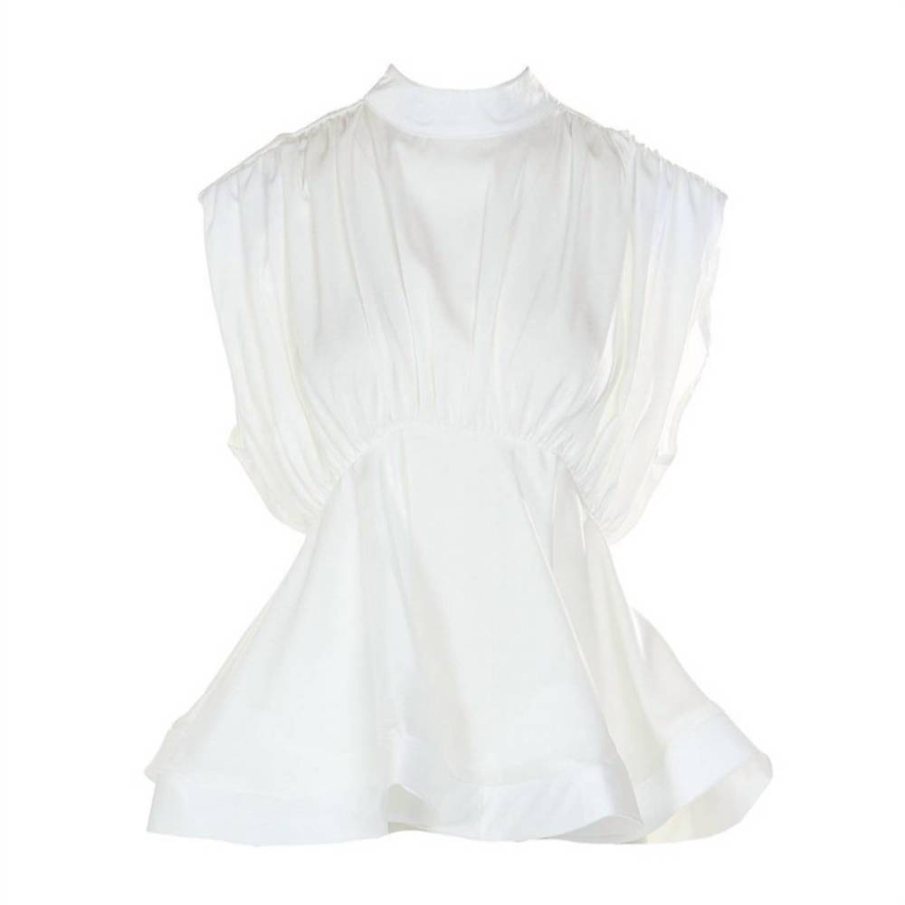 NEW BEULAHSTYLE flared hem sleeveless top in white